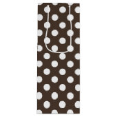 Weißpolka-Punkte auf braun Geschenktüte Für Weinflaschen (Vorderseite)
