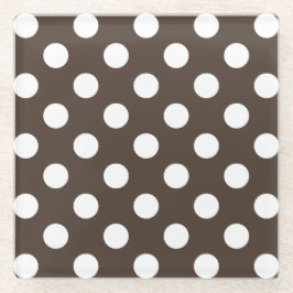 Weißpolka-Punkte auf braun Glasuntersetzer