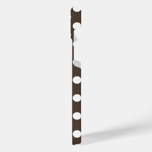Weißpolka-Punkte auf braun iPhone Hülle (Linke Seite)