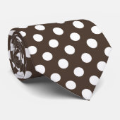 Weißpolka-Punkte auf braun Krawatte (Gerollt)