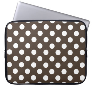 Weißpolka-Punkte auf braun Laptopschutzhülle
