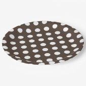 Weißpolka-Punkte auf braun Pappteller (Schrägansicht)