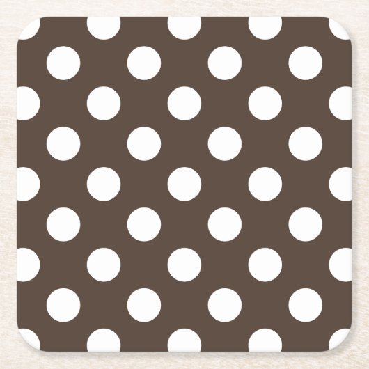 Weißpolka-Punkte auf braun Rechteckiger Pappuntersetzer (Vorderseite)