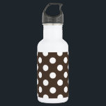 Weißpolka-Punkte auf braun Trinkflasche<br><div class="desc">Weißpolka-Punkte auf braun</div>