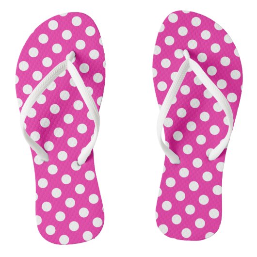 Weißpolka-Punkte auf Fuchsia Badesandalen (Fußbett)