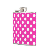 Weißpolka-Punkte auf Fuchsia Flachmann (Links)