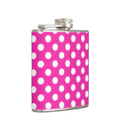 Weißpolka-Punkte auf Fuchsia Flachmann (Rechts)
