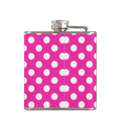 Weißpolka-Punkte auf Fuchsia Flachmann (Rückseite)