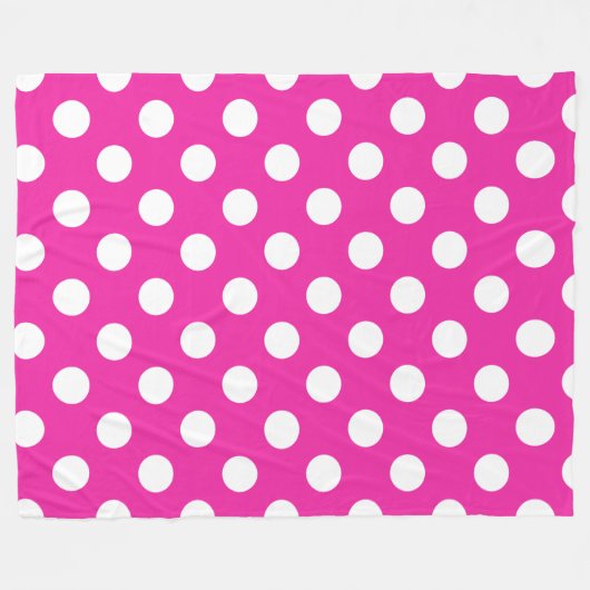 Weißpolka-Punkte auf Fuchsia Fleecedecke (Vorderseite (Horizontal))