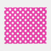 Weißpolka-Punkte auf Fuchsia Fleecedecke (Vorderseite (Horizontal))