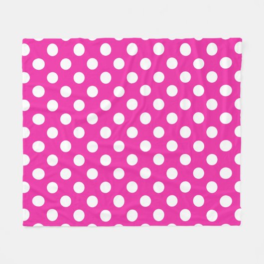 Weißpolka-Punkte auf Fuchsia Fleecedecke (Vorderseite (Horizontal))
