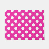 Weißpolka-Punkte auf Fuchsia Fußmatte (Vorderseite)