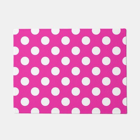 Weißpolka-Punkte auf Fuchsia Fußmatte (Vorderseite)
