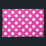 Weißpolka-Punkte auf Fuchsia Geschirrtuch<br><div class="desc">Weißpolka-Punkte auf Fuchsia</div>