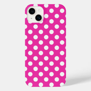 Weißpolka-Punkte auf Fuchsia iPhone 14 Plus Hülle