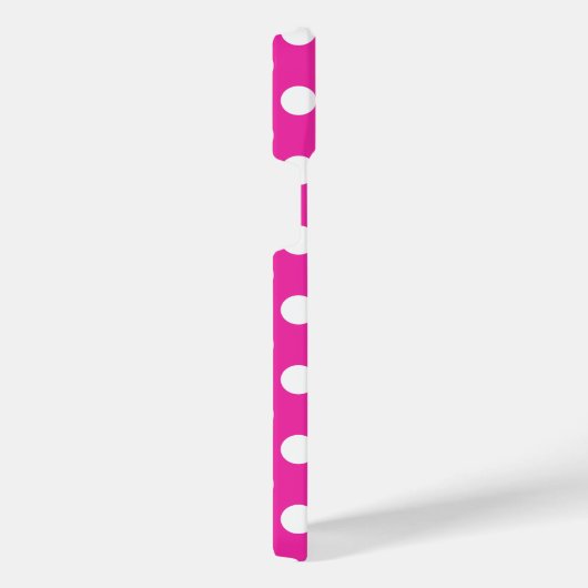 Weißpolka-Punkte auf Fuchsia iPhone Hülle (Rechte Seite)