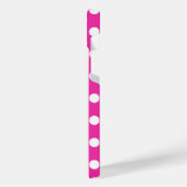 Weißpolka-Punkte auf Fuchsia iPhone Hülle (Linke Seite)