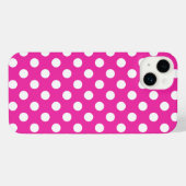 Weißpolka-Punkte auf Fuchsia iPhone Hülle (Rückseite (Horizontal))