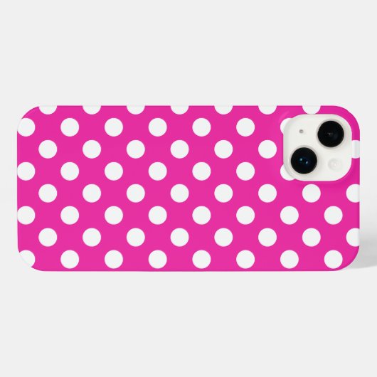 Weißpolka-Punkte auf Fuchsia iPhone Hülle (Rückseite (Horizontal))