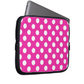 Weißpolka-Punkte auf Fuchsia Laptopschutzhülle (Vorne Rechts)