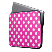 Weißpolka-Punkte auf Fuchsia Laptopschutzhülle (Vorderseite Links)