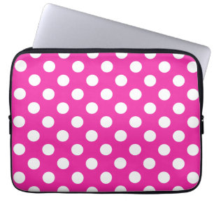 Weißpolka-Punkte auf Fuchsia Laptopschutzhülle