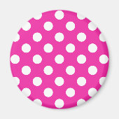 Weißpolka-Punkte auf Fuchsia Magnet (Vorne)