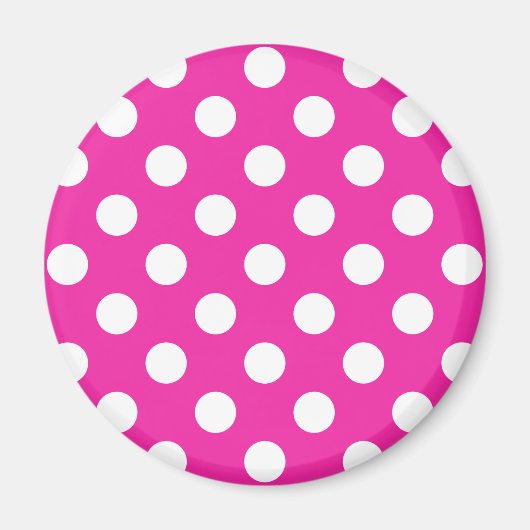 Weißpolka-Punkte auf Fuchsia Magnet (Vorne)
