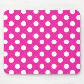 Weißpolka-Punkte auf Fuchsia Mousepad (Vorne)