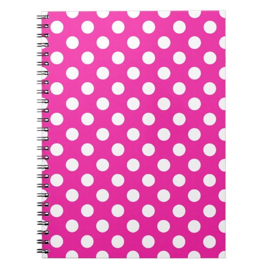 Weißpolka-Punkte auf Fuchsia Notizblock (Vorderseite)