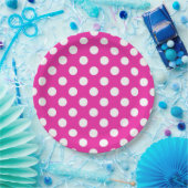 Weißpolka-Punkte auf Fuchsia Pappteller (Party)