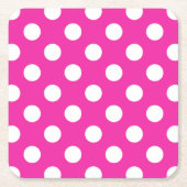 Weißpolka-Punkte auf Fuchsia Rechteckiger Pappuntersetzer (Vorderseite)