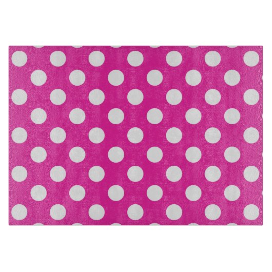 Weißpolka-Punkte auf Fuchsia Schneidebrett (Vorderseite)
