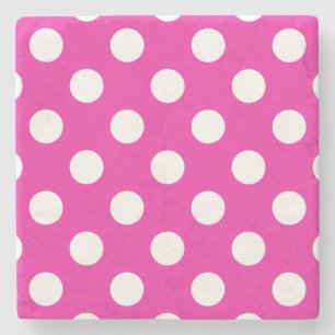 Weißpolka-Punkte auf Fuchsia Steinuntersetzer