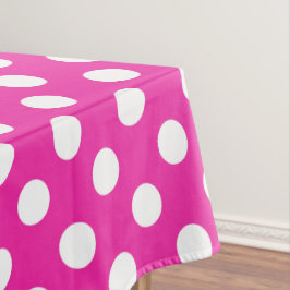 Weißpolka-Punkte auf Fuchsia Tischdecke