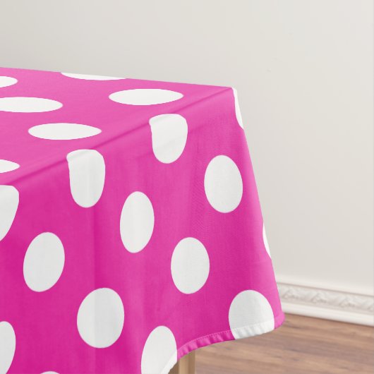 Weißpolka-Punkte auf Fuchsia Tischdecke (Beispiel)