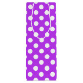Weißpolka Punkte auf leuchtend lila Geschenktüte Für Weinflaschen (Rückseite)
