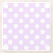 Weißpolka Punkte auf leuchtend lila Glasuntersetzer (Rückseite)