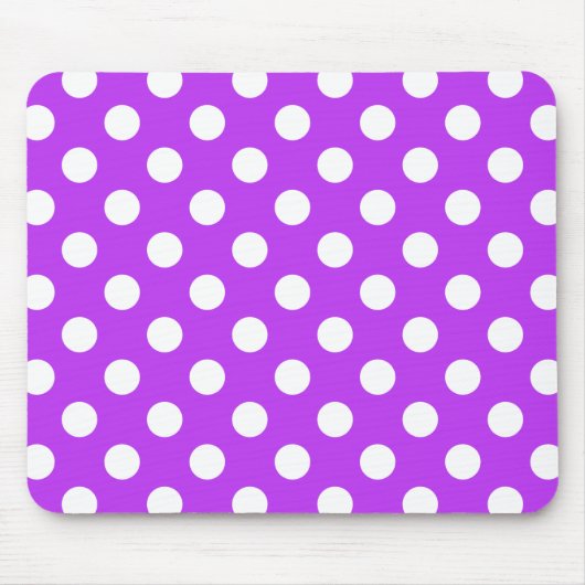 Weißpolka Punkte auf leuchtend lila Mousepad (Vorne)