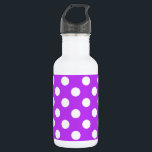 Weißpolka Punkte auf leuchtend lila Trinkflasche<br><div class="desc">Weißpolka Punkte auf leuchtend lila</div>