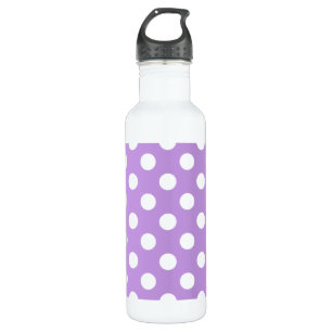 Weißpolka-Punkte auf Lila Edelstahlflasche