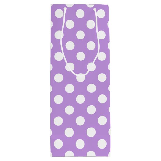 Weißpolka-Punkte auf Lila Geschenktüte Für Weinflaschen (Rückseite)