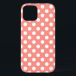 Weißpolka-Punkte auf Pfirsich iPhone 12 Hülle<br><div class="desc">Weißpolka-Punkte auf Pfirsich</div>