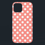 Weißpolka-Punkte auf Pfirsich iPhone 12 Hülle<br><div class="desc">Weißpolka-Punkte auf Pfirsich</div>