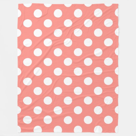 Weißpolka-Punkte auf Pfirsich Fleecedecke (Vorderseite)