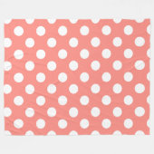 Weißpolka-Punkte auf Pfirsich Fleecedecke (Vorderseite (Horizontal))