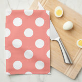 Weißpolka-Punkte auf Pfirsich Küchentuch (Viertel Falte)