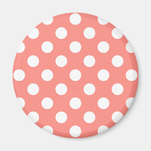 Weißpolka-Punkte auf Pfirsich Magnet