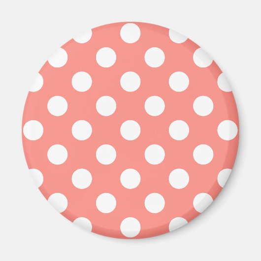 Weißpolka-Punkte auf Pfirsich Magnet (Vorne)