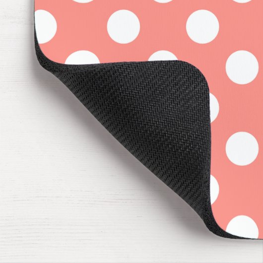 Weißpolka-Punkte auf Pfirsich Mousepad (Ecke)